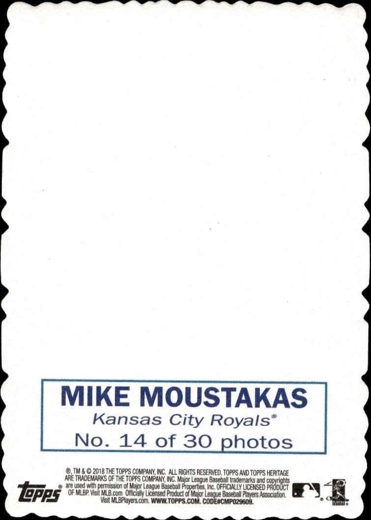 2018 Topps Heritage Mike Moustakas #14 baseball trading card back