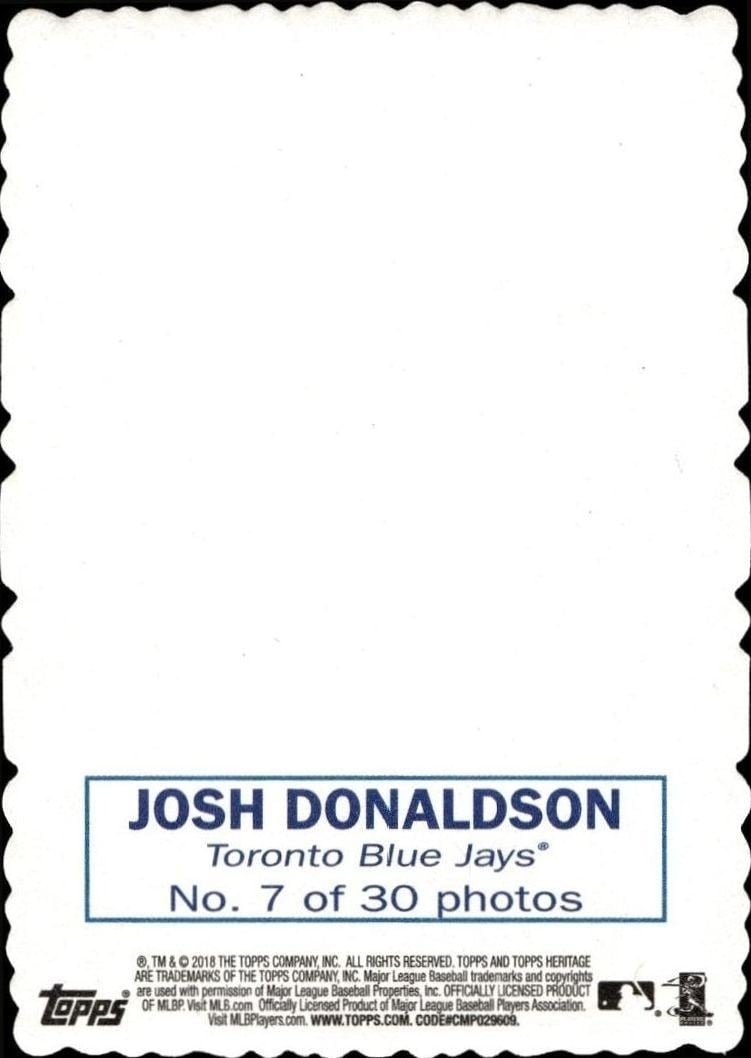 2018 Topps Heritage Josh Donaldson #7 baseball trading card back