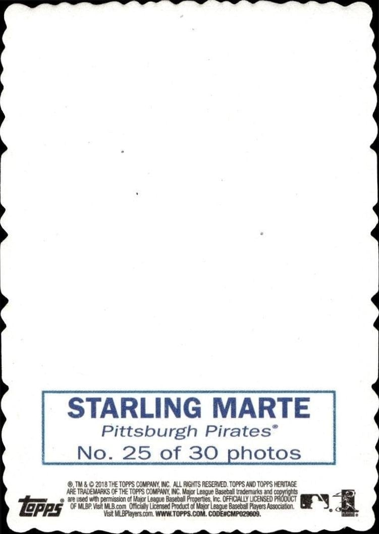 2018 Topps Heritage Starling Marte #25 baseball trading card back
