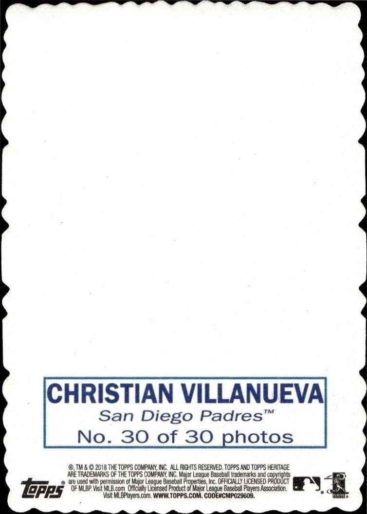 2018 Topps Heritage Christian Villanueva #30 baseball trading card back