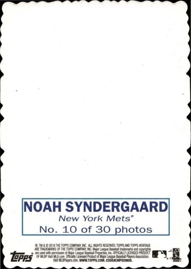 2018 Topps Heritage Noah Syndergaard #10 baseball trading card back