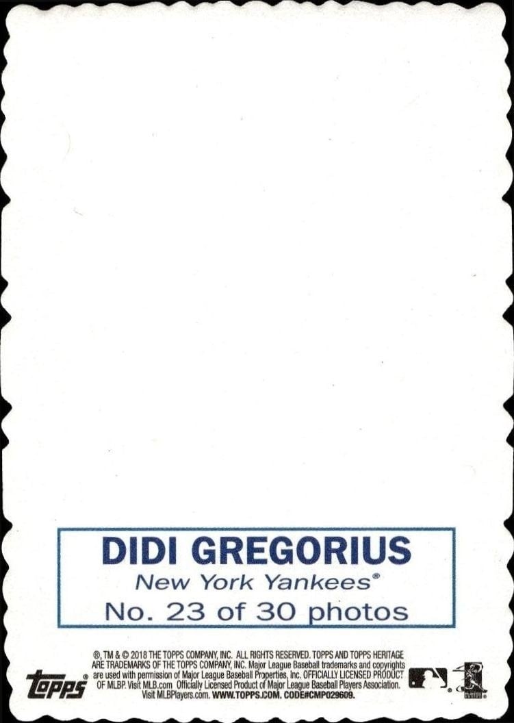 2018 Topps Heritage Didi Gregorius #23 baseball trading card back