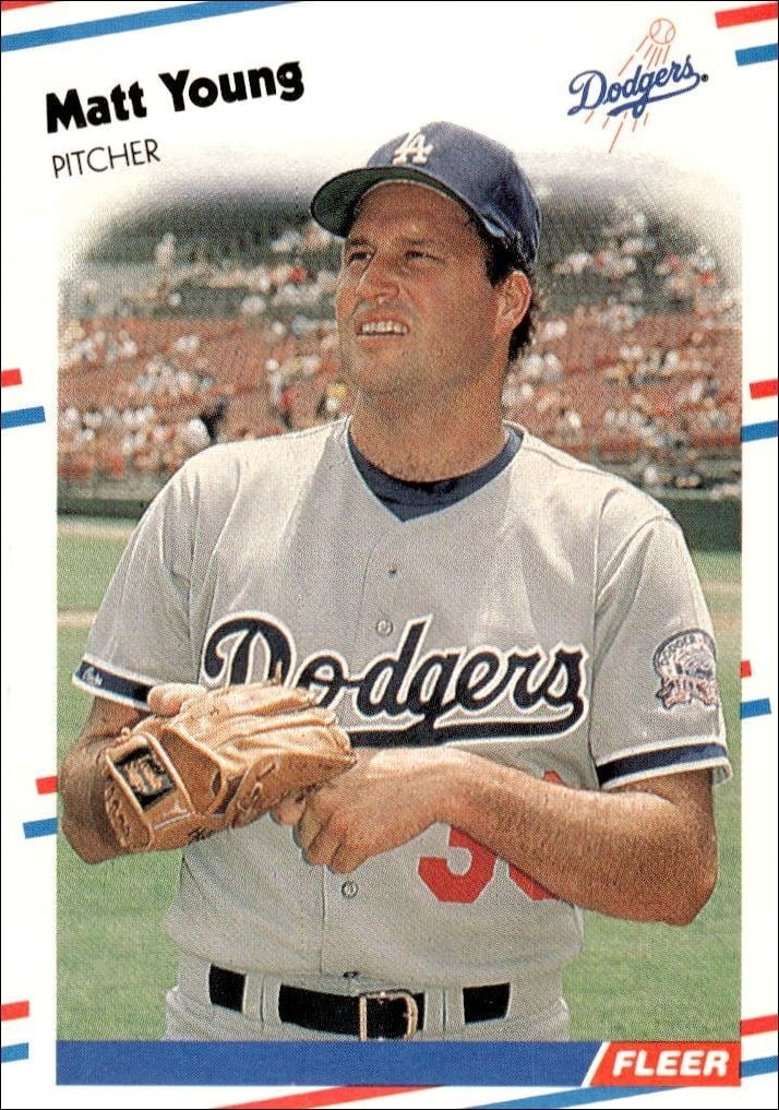 Matt Young 1988 Fleer #530 Baseball Trading Card - Front 1988 Fleer Matt Young #530 baseball trading card front