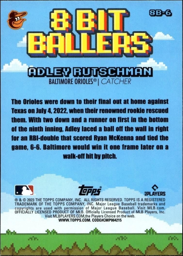 2023 Topps Big League Adley Rutschman #8B-6 baseball trading card back