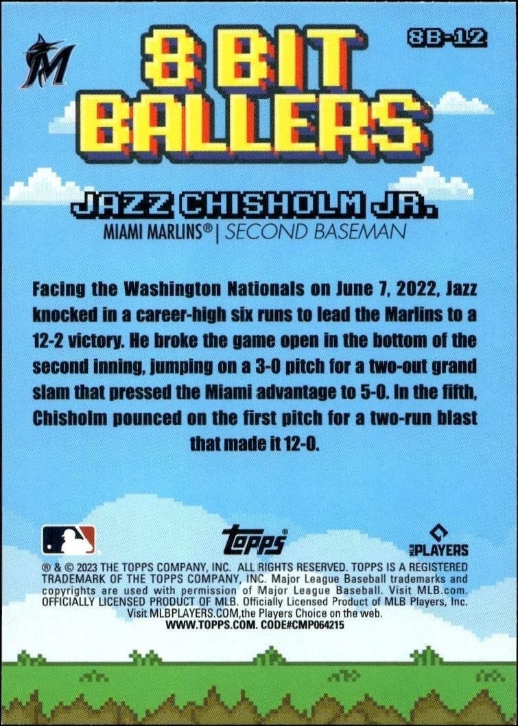 2023 Topps Big League Jazz Chisholm Jr. #8B-12 baseball trading card back
