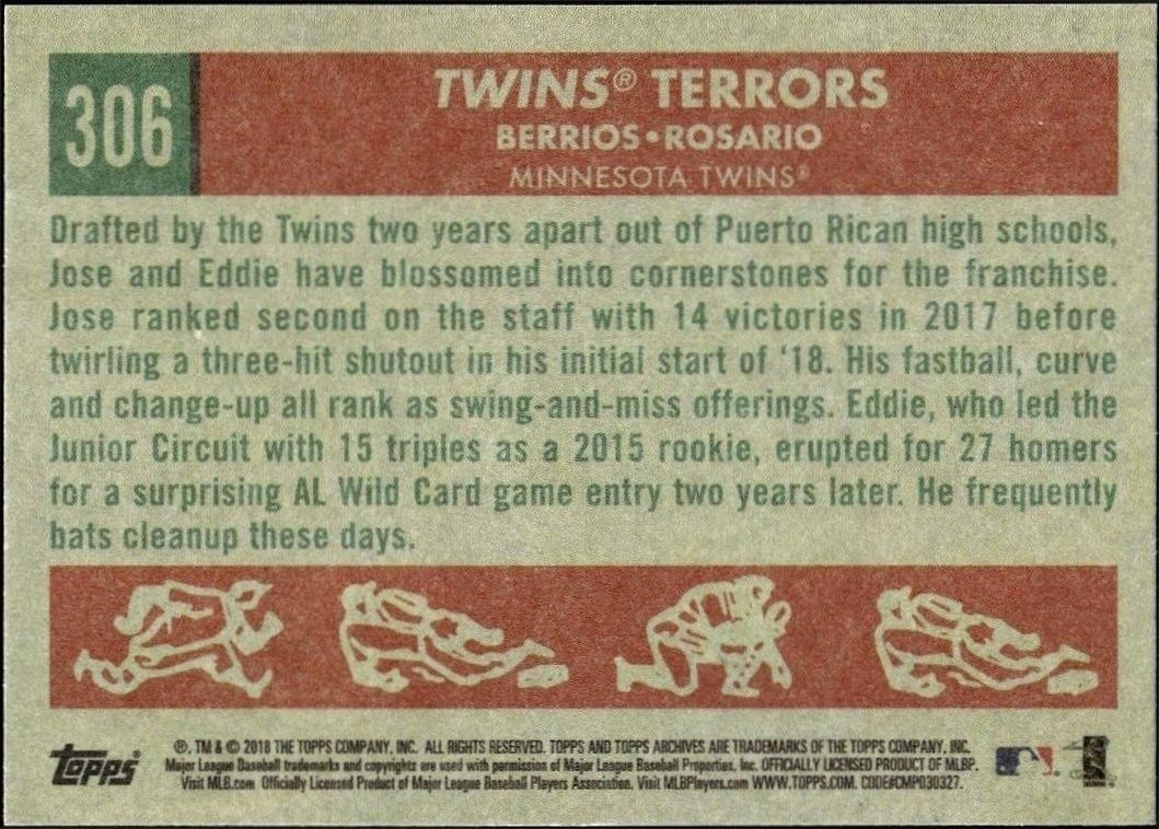 2018 Topps Archives Eddie Rosario #306 baseball trading card back