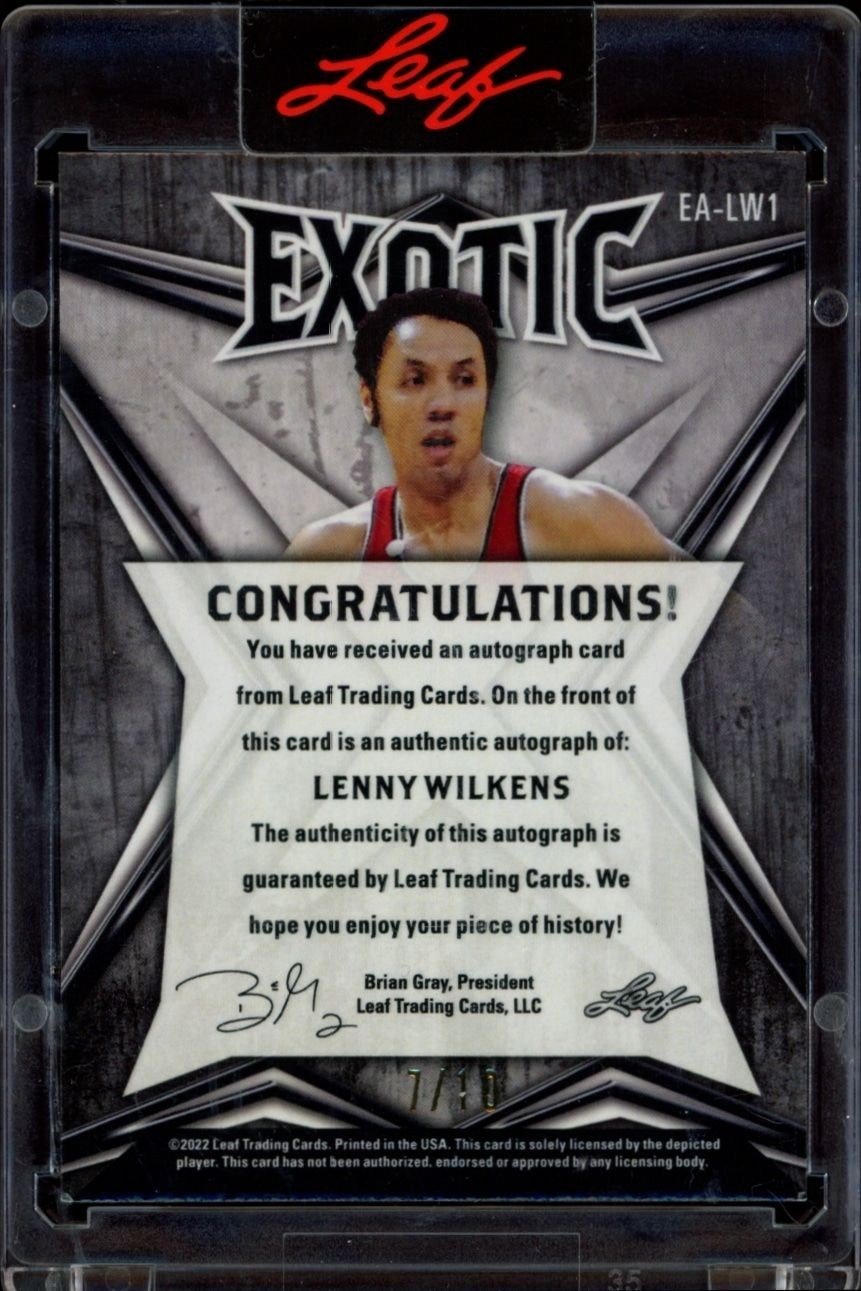2022-23 Leaf Exotic Lenny Wilkens #EA-LW1 basketball trading card back