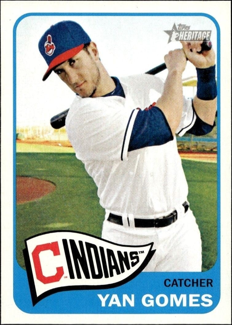 Yan Gomes 2014 Topps Heritage High Number #H598 Baseball Trading Card - Front 2014 Topps Heritage High Number Yan Gomes #H598 baseball trading card front