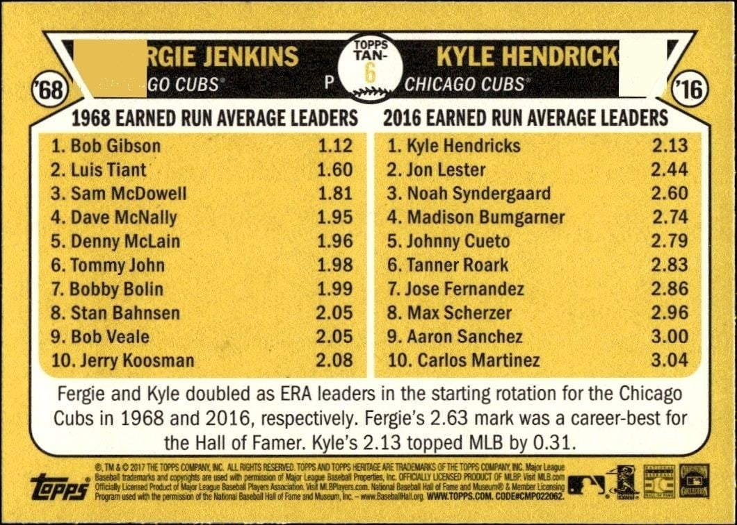 2018 Topps Heritage Fergie Jenkins #BF-FJ baseball trading card back
