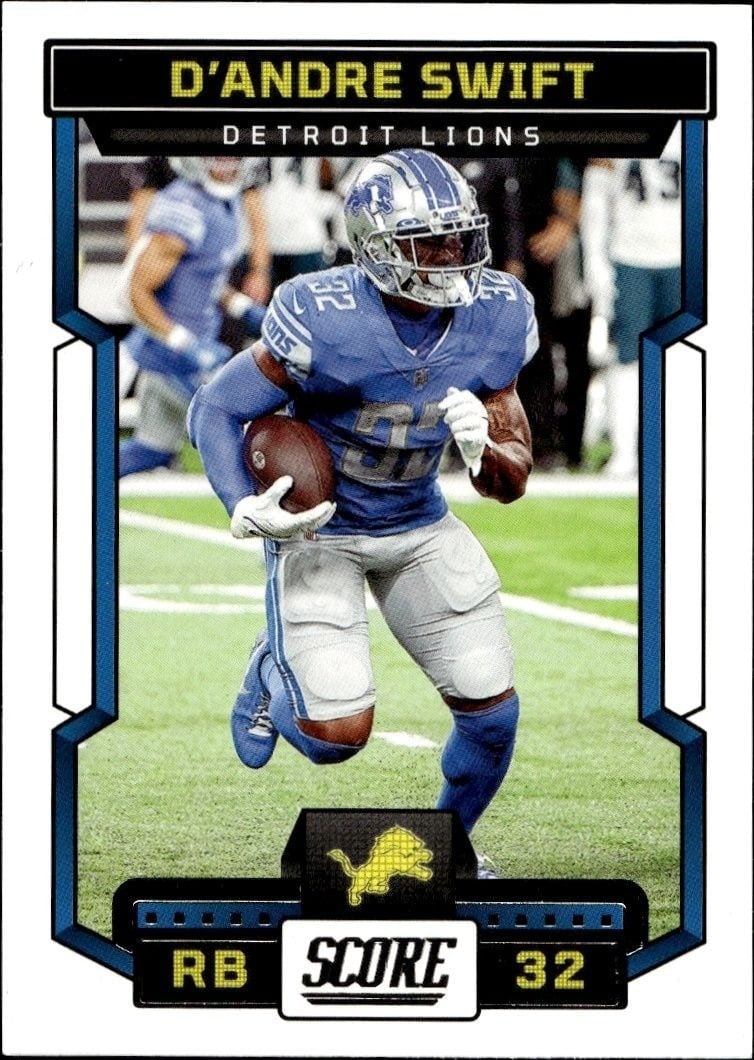 D'Andre Swift 2023 Panini Score #82 Football Trading Card - Front 2023 Panini Score D'Andre Swift #82 football trading card front