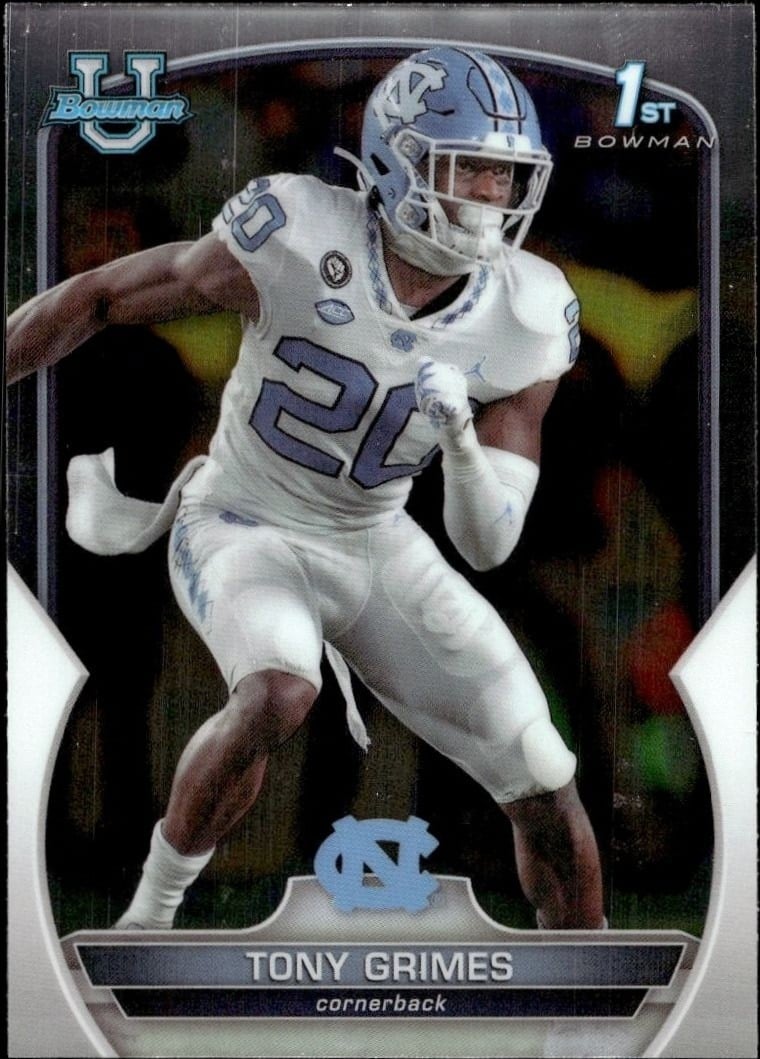 2022 Bowman University Chrome Tony Grimes #75 trading card