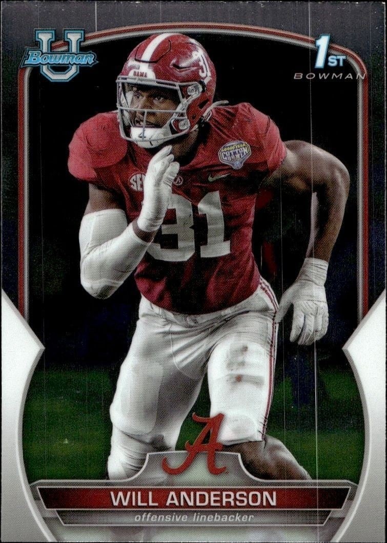 2022 Bowman University Chrome Will Anderson #52 trading card