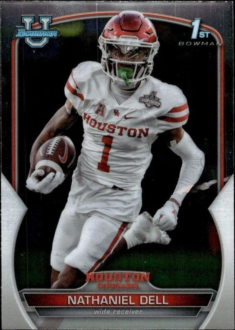 Nathaniel Dell 2022 Bowman University Chrome #49 Football Trading Card - Front 2022 Bowman University Chrome Nathaniel Dell #49 football trading card front