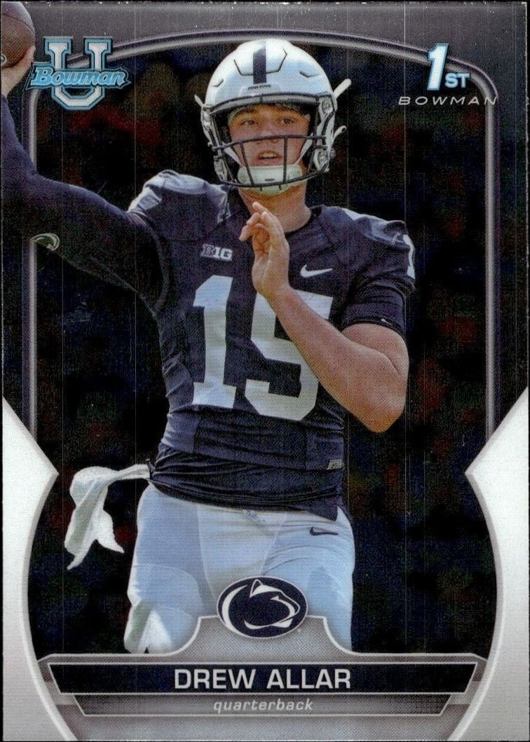 Drew Allar 2022 Bowman University Chrome #59 Football Trading Card - Front 2022 Bowman University Chrome Drew Allar #59 football trading card front