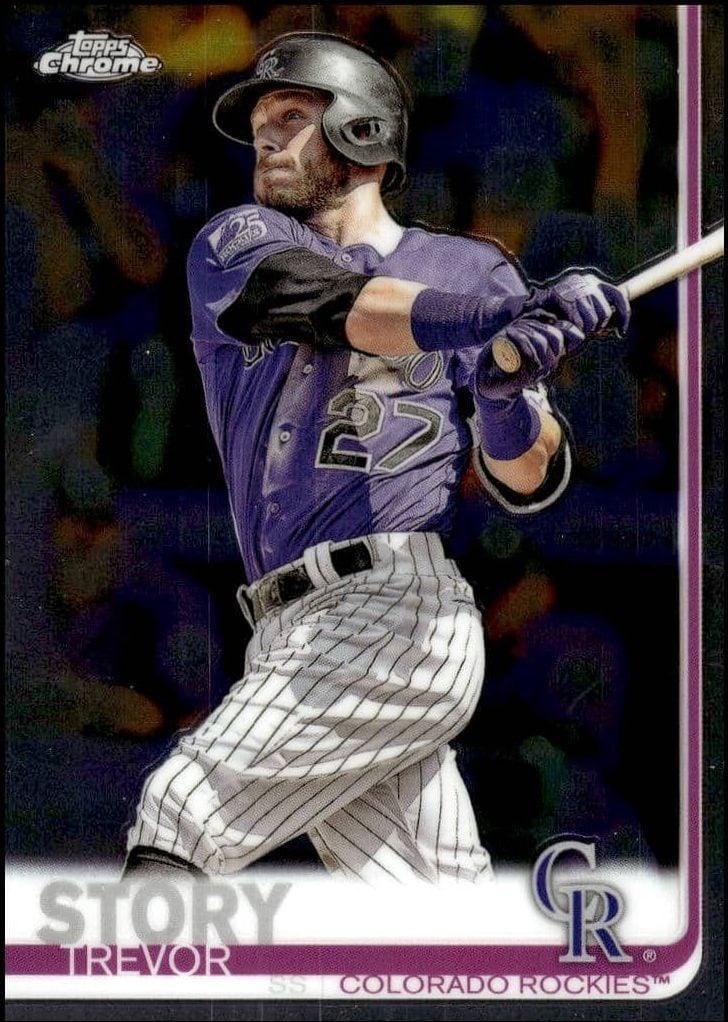 Trevor Story 2019 Topps Chrome #183 Baseball Trading Card - Front 2019 Topps Chrome Trevor Story #183 baseball trading card front
