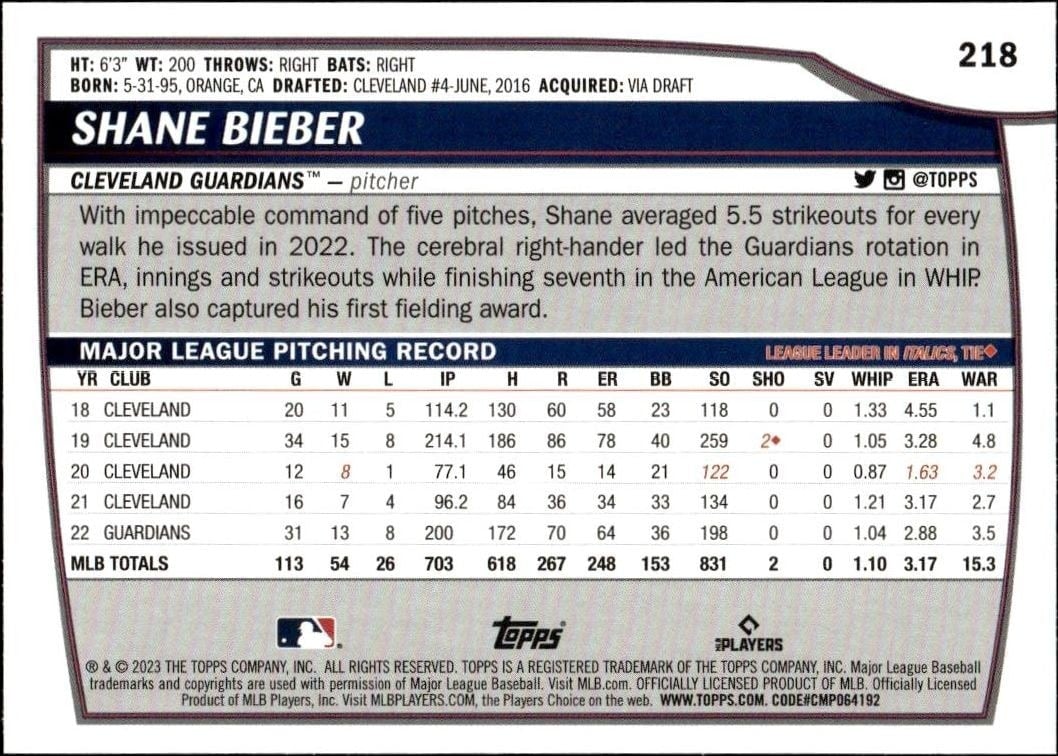 2023 Topps Big League Shane Baz #123 baseball trading card back