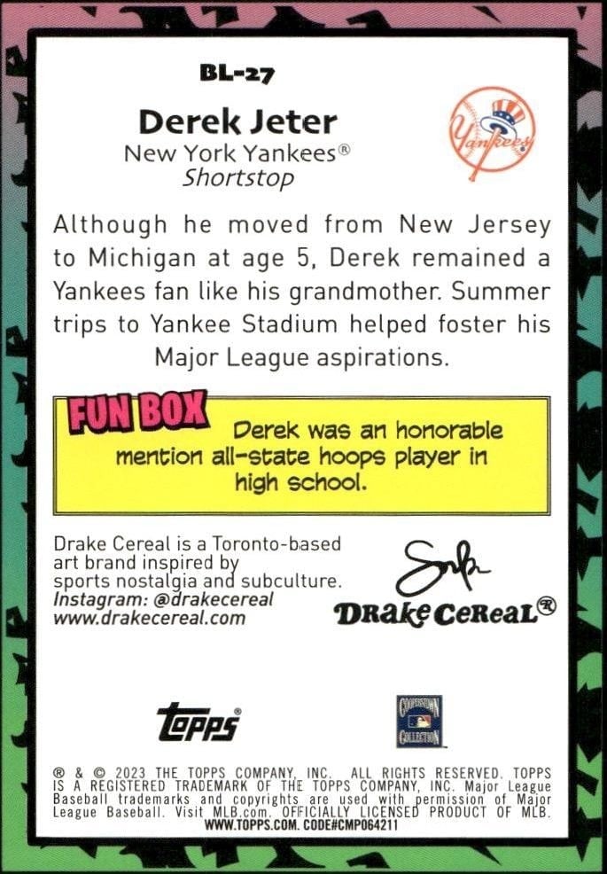 2023 Topps Big League Derek Jeter #BL-27 baseball trading card back