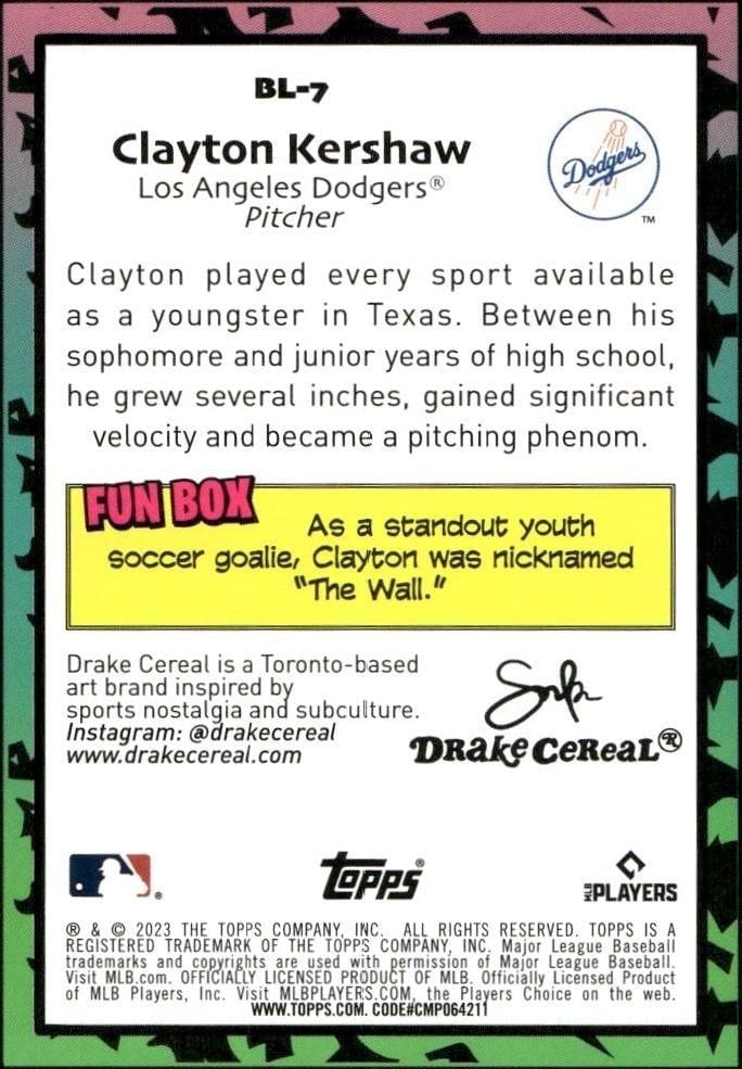 2023 Topps Big League Clayton Kershaw #BL-7 baseball trading card back