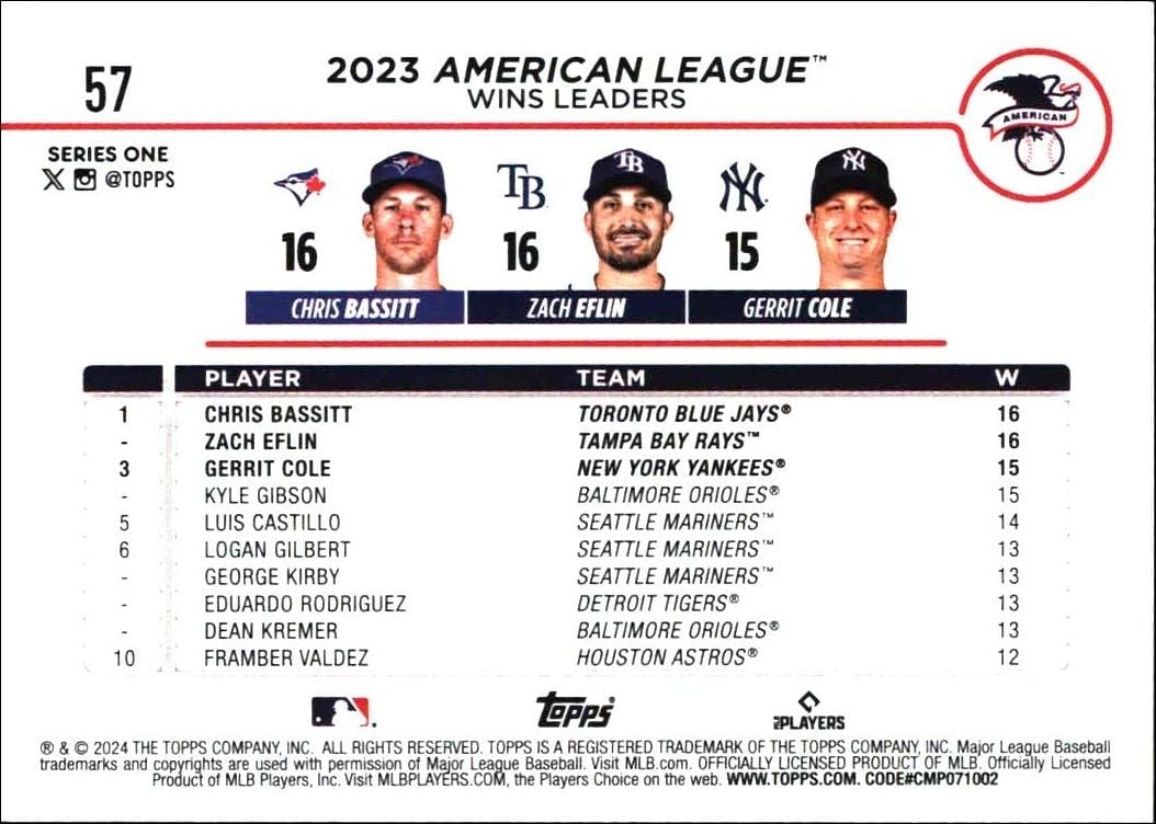 2024 Topps Chris Bassitt #57 baseball trading card back