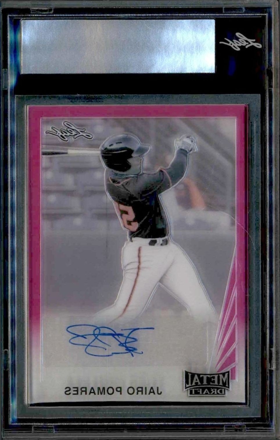 2021 Leaf Metal Draft Flashback Jairo Pomares #1/1 baseball trading card back