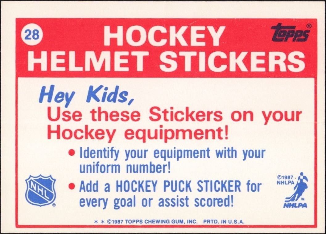 1987-88 Topps St. Louis Blues #28 hockey trading card back