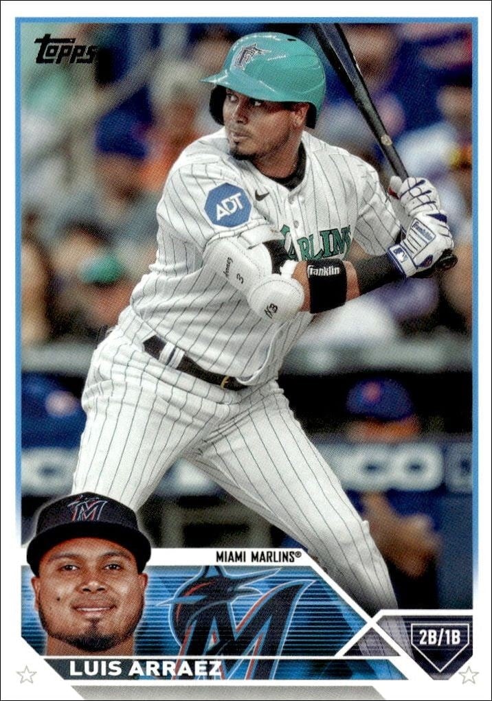 Luis Arraez 2023 Topps Update Series #US1 Baseball Trading Card - Front 2023 Topps Update Series Luis Arraez #US1 baseball trading card front