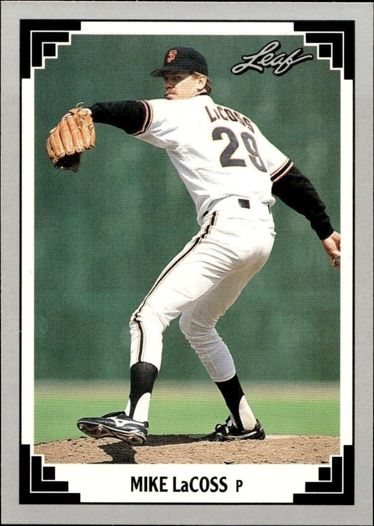 Mike LaCoss 1991 Leaf #309 Baseball Trading Card - Front 1991 Leaf Mike LaCoss #309 baseball trading card front