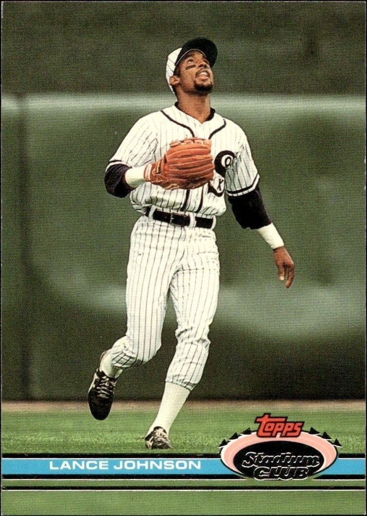 Lance Johnson 1991 Topps Stadium Club #199 Baseball Trading Card - Front 1991 Topps Stadium Club Lance Johnson #199 baseball trading card front