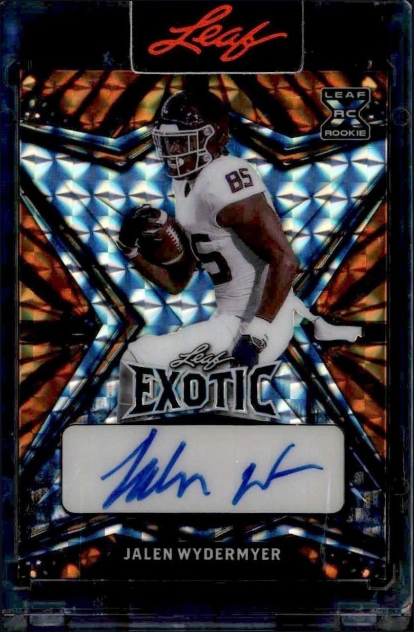 Jalen Wydermyer 2022 Leaf Exotic #BA-JW1 Football Trading Card - Front 2022 Leaf Exotic Jalen Wydermyer #BA-JW1 football trading card front