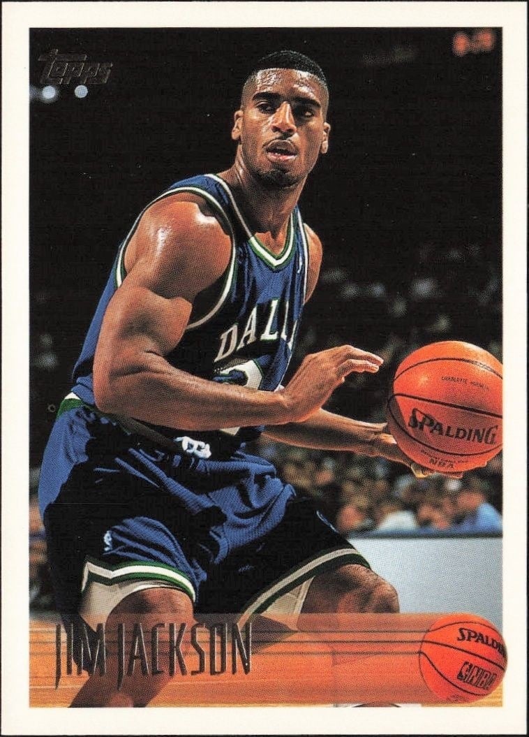 Jim Jackson 1996-97 Topps #75 Basketball Trading Card - Front 1996-97 Topps Jim Jackson #75 basketball trading card front