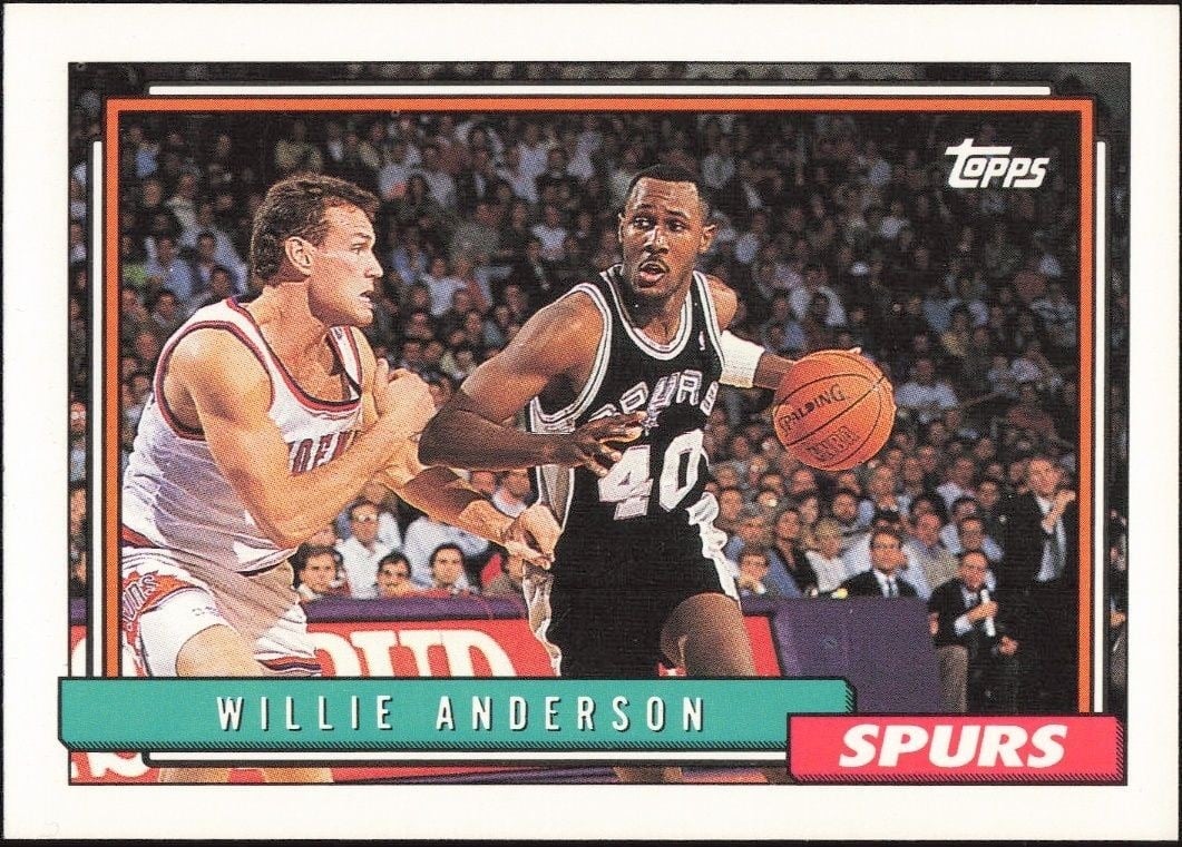 Willie Anderson 1992-93 Topps #48 Basketball Trading Card - Front 1992-93 Topps Willie Anderson #48 basketball trading card front