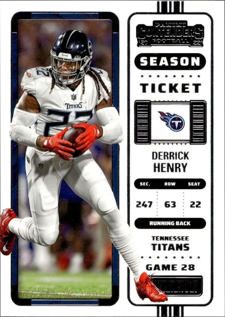 Derrick Henry 2022 Panini Contenders #100 Football Trading Card - Front 2022 Panini Contenders Derrick Henry #100 football trading card front
