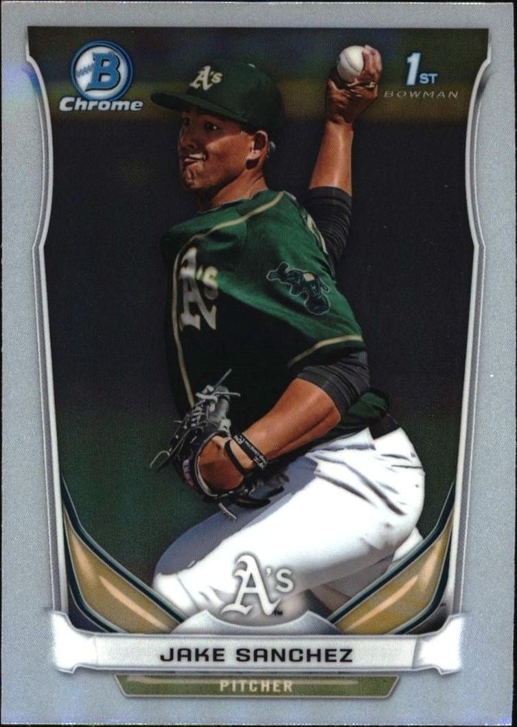 Jake Sanchez 2014 Bowman #BCP88 Baseball Trading Card - Front 2014 Bowman Jake Sanchez #BCP88 baseball trading card front