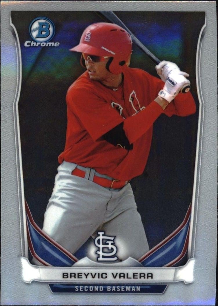 Breyvic Valera 2014 Bowman #BCP69 Baseball Trading Card - Front 2014 Bowman Breyvic Valera #BCP69 baseball trading card front