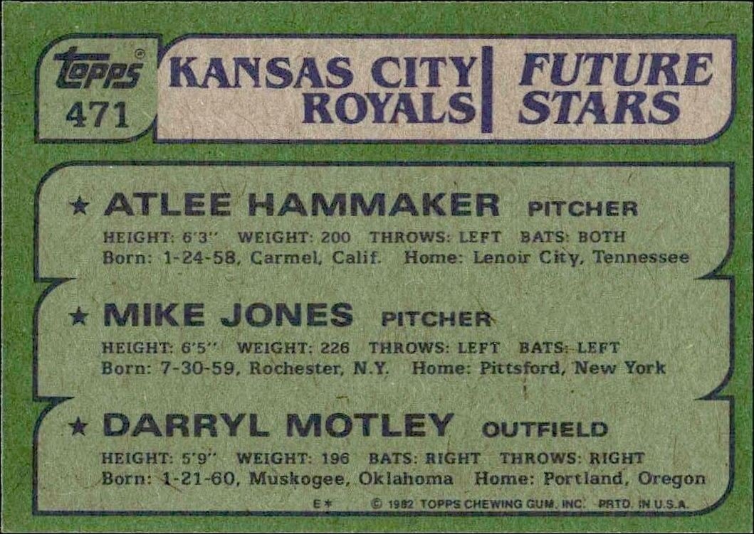 1982 Topps Atlee Hammaker #471 baseball trading card back