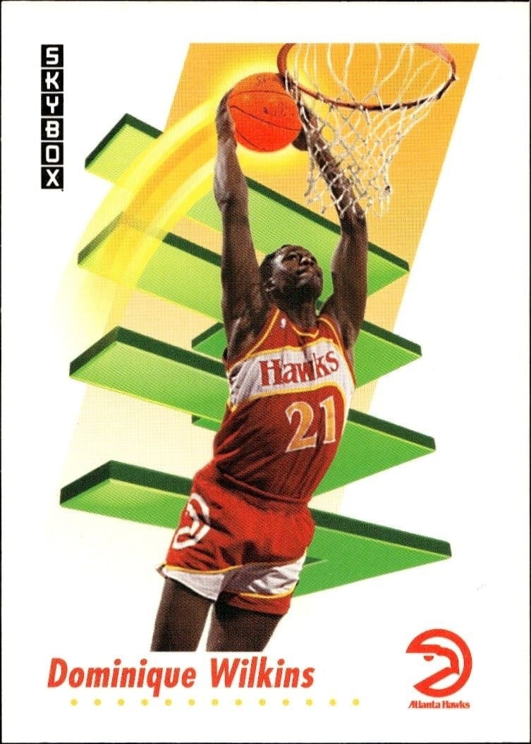 Dominique Wilkins 1991-92 Skybox #10 Basketball Trading Card - Front 1991-92 Skybox Dominique Wilkins #10 basketball trading card front