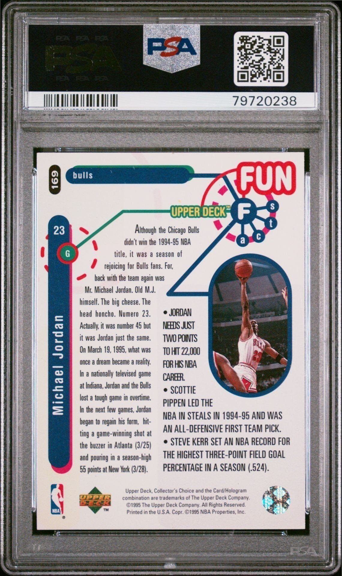 1995-96 Upper Deck Collector's Choice Michael Jordan #169 basketball trading card back