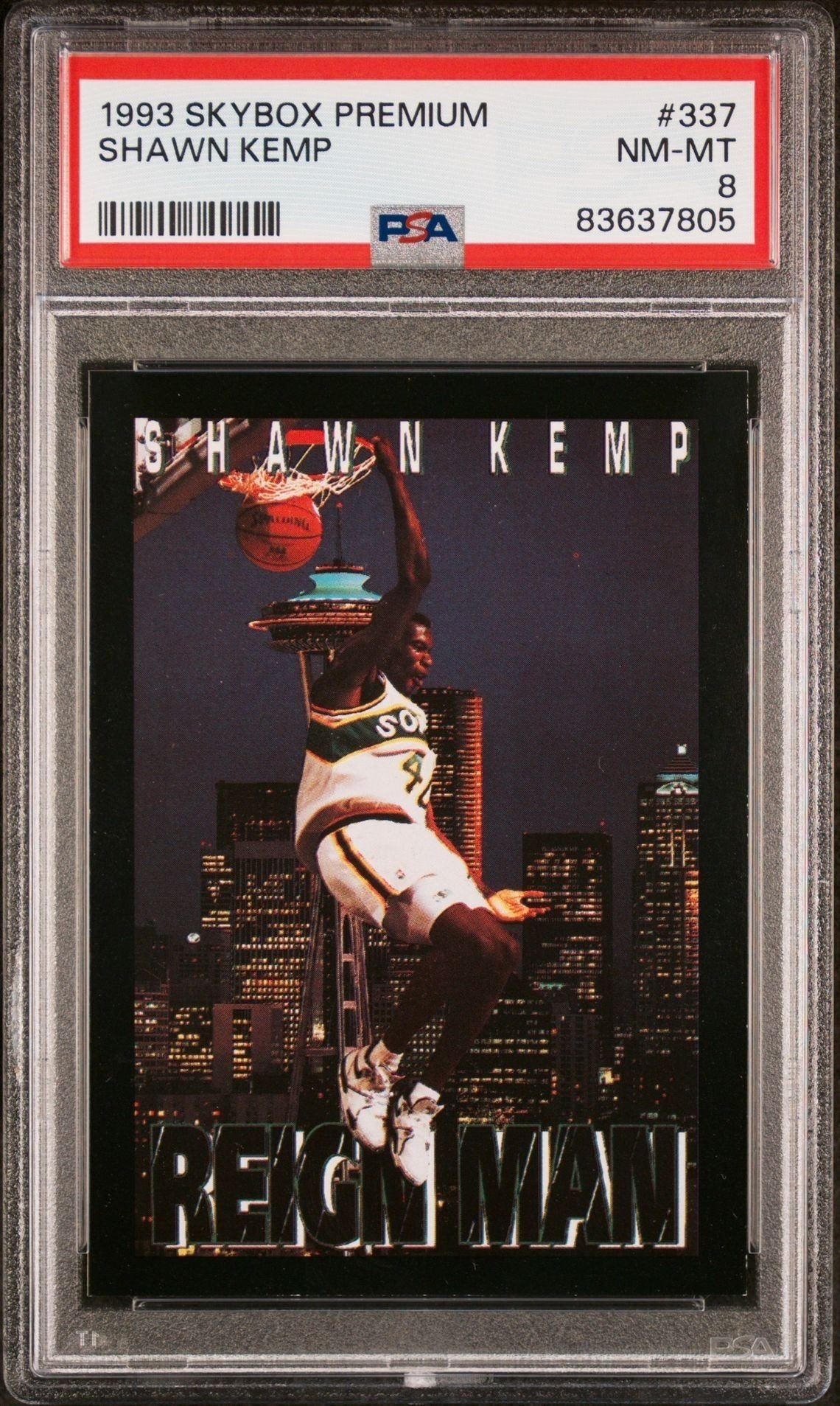 Shawn Kemp 1993-94 Skybox Premium #337 Basketball Trading Card - Front 1993-94 Skybox Premium Shawn Kemp #337 basketball trading card front