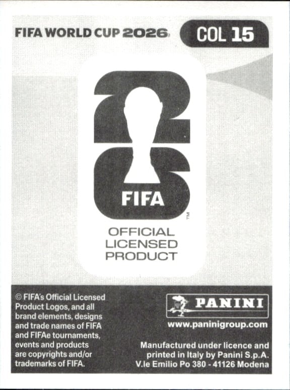 2026 Panini FIFA World Cup Juan Fernando Quintero #COL 15 soccer trading card back