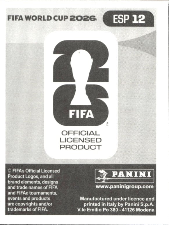 2026 Panini FIFA World Cup Fabián Ruiz #ESP 12 soccer trading card back