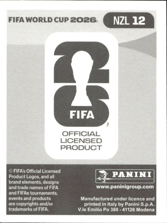 2026 Panini FIFA World Cup Ryan Thomas #NZL 12 soccer trading card back