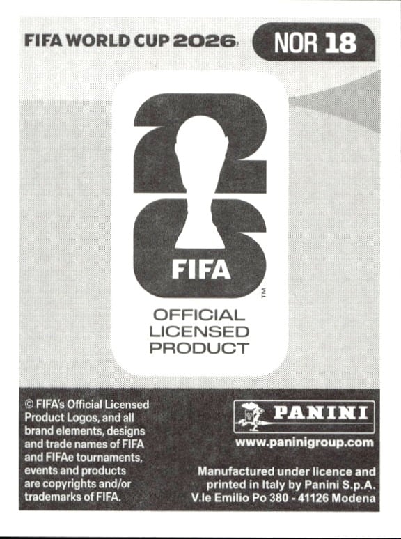 2026 Panini Fifa World Cup Jørgen Strand Larsen #R 18 soccer trading card back