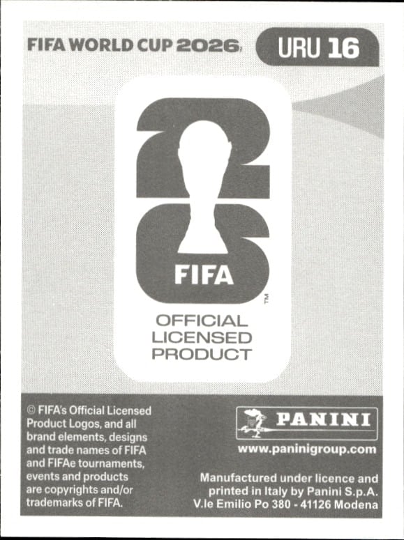 2026 Panini FIFA World Cup Maxi Araújo #URU 16 soccer trading card back