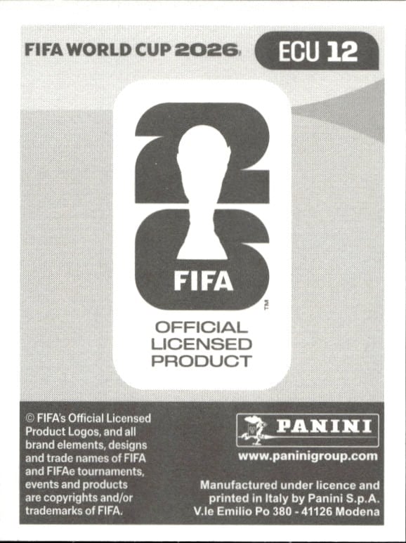 2026 Panini FIFA World Cup Pedro Vite #ECU 12 soccer trading card back