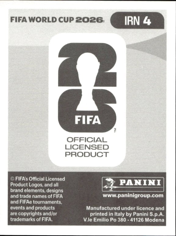 2026 Panini FIFA World Cup Ehsan Hajisafi #IRN 4 soccer trading card back