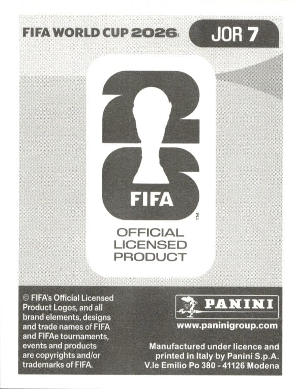 2026 Panini FIFA World Cup Saleem Obaid #JOR 7 soccer trading card back