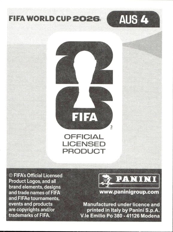 2026 Panini FIFA World Cup Harry Souttar #AUS 4 soccer trading card back