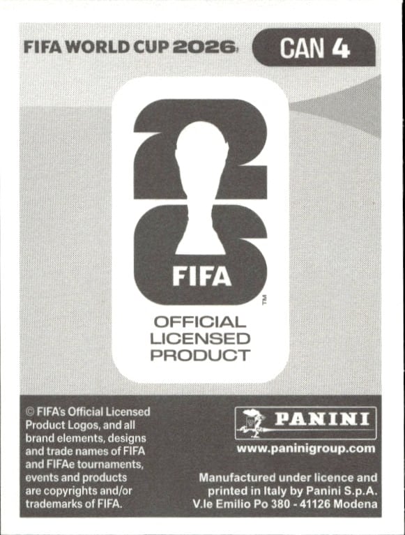 2026 Panini FIFA World Cup Alistair Johnston #CAN 4 soccer trading card back