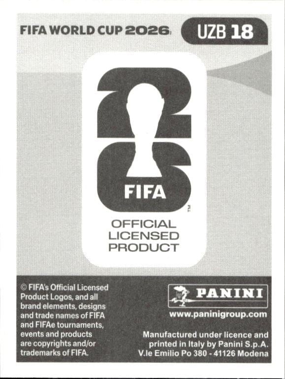 2026 Panini FIFA World Cup Jaloliddin Masharipov #UZB 18 soccer trading card back