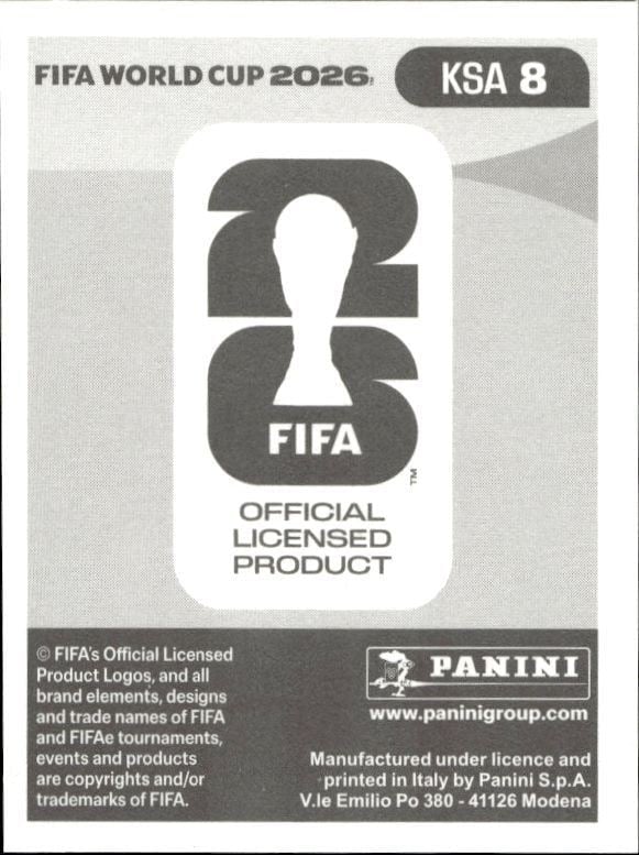 2026 Panini Fifa World Cup Hassan Altambakti #KSA 8 soccer trading card back